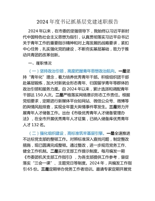 2024年度书记抓基层党建述职报告