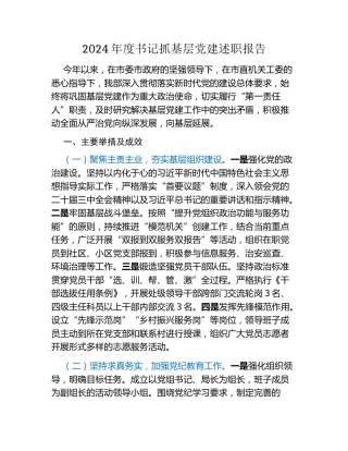 2024年度书记抓基层党建述职报告（2）