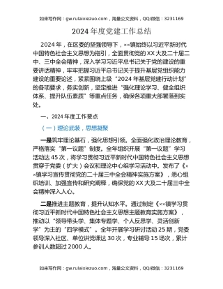 2024年度党建工作总结