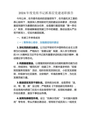 2024年度党组书记抓基层党建述职报告