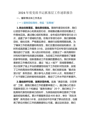 2024年度党组书记抓基层工作述职报告