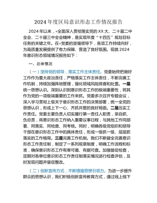 2024年度区局意识形态工作情况报告