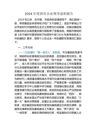 2024年度国有企业领导述职报告