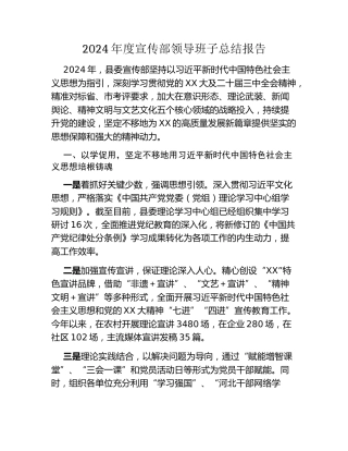 2024年度宣传部领导班子总结报告