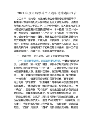 2024年度市局领导个人述职述廉述法报告