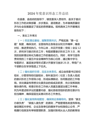 2024年度意识形态工作总结