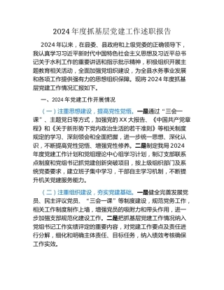 2024年度抓基层党建工作述职报告（2）