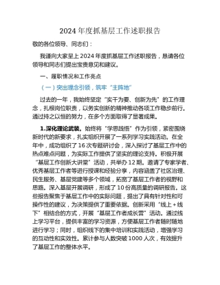 2024年度抓基层工作述职报告