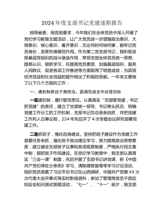 2024年度支部书记党建述职报告