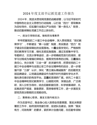 2024年度支部书记抓党建工作报告