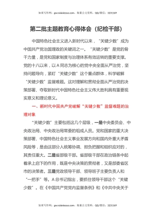 第二批主题教育心得体会（纪检干部）