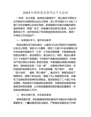 2024年度村党支部书记个人总结