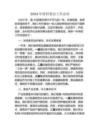 2024年度村委会工作总结