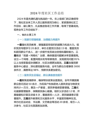 2024年度社区工作总结