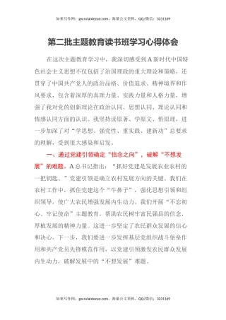 第二批主题教育读书班学习心得体会（5）