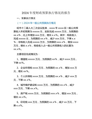 2024年度财政预算执行情况的报告
