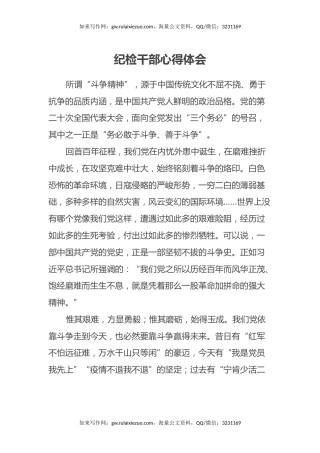 纪检干部心得体会（2）