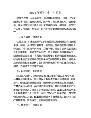 2024年度驻村工作总结