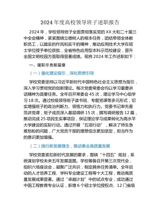 2024年度高校领导班子述职报告