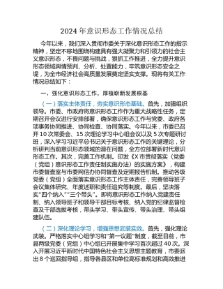 2024年意识形态工作情况总结