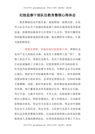 纪检监察干部队伍教育整顿心得体会（2）