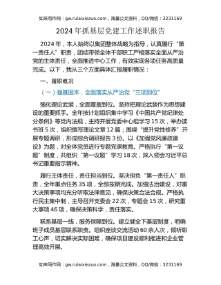 2024年抓基层党建工作述职报告 (3)