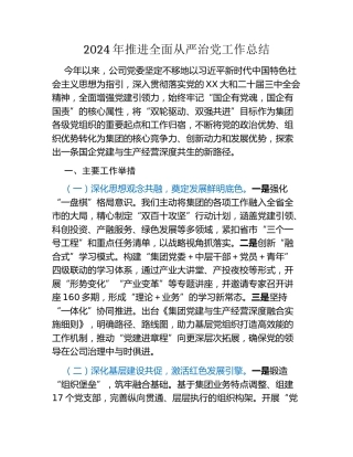 2024年推进全面从严治党工作总结（2）