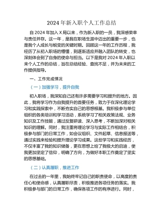2024年新入职个人工作总结