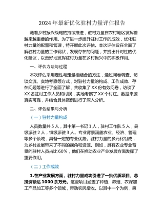 2024年最新优化驻村力量评估报告