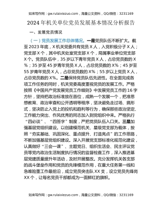 2024年机关单位党员发展基本情况分析报告（2）