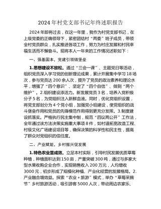 2024年村党支部书记年终述职报告