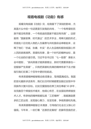观看电视剧《功勋》有感（心得体会）