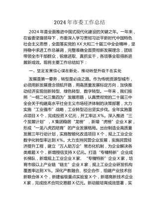 2024年某市委工作总结