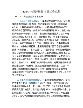 2024年经济运行情况工作总结