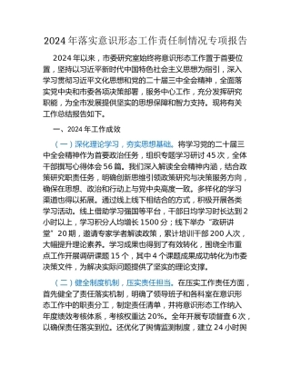 2024年落实意识形态工作责任制情况专项报告