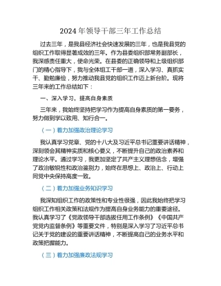 2024年领导干部三年工作总结