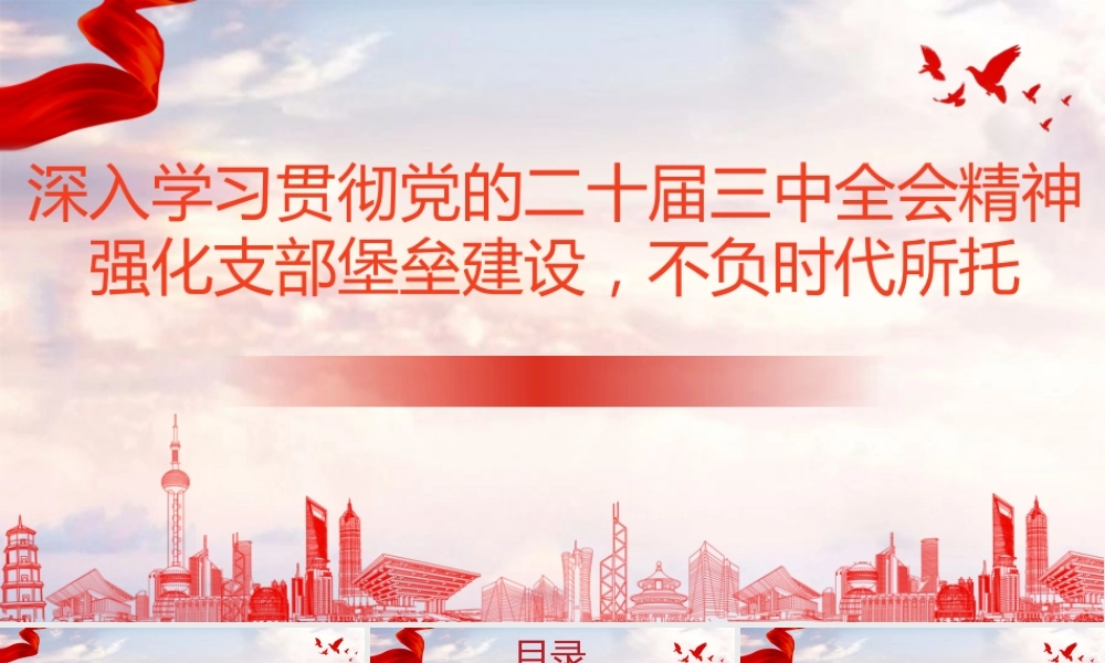 PPT：深入学习贯彻党的二十届三中全会精神，强化支部堡垒建设，不负时代所托