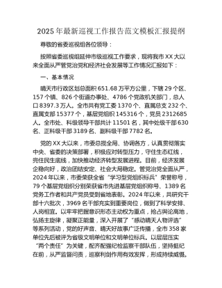 2025年最新巡视工作报告范文模板汇报提纲