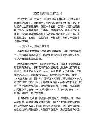 XXX镇年度工作总结