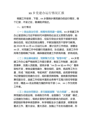xx乡党建办运行情况汇报