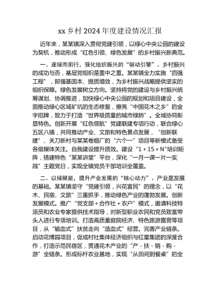 xx乡村2024年度建设情况汇报