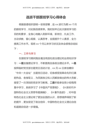 选派干部跟班学习心得体会 (2)