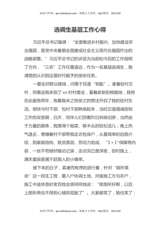 选调生基层工作心得（2）