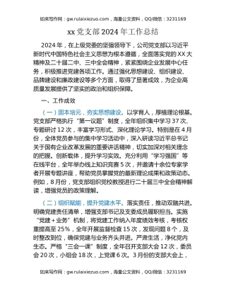 xx党支部2024年工作总结（2）