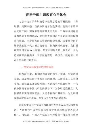 青年干部主题教育心得体会