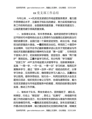 xx党支部工作总结