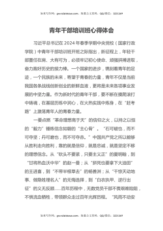 青年干部培训班心得体会（5）