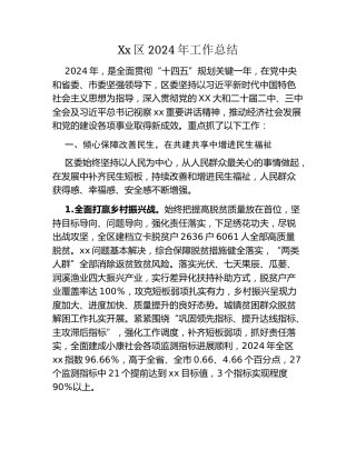 Xx区2024年工作总结