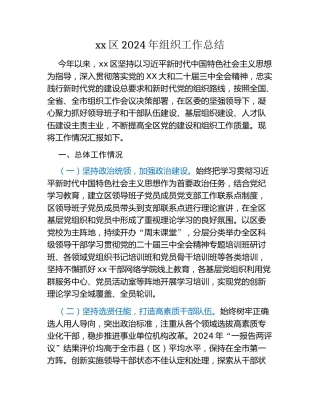 xx区2024年组织工作总结