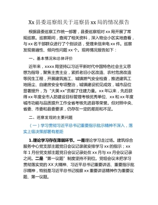 Xx县委巡察组关于巡察县xx局的情况报告